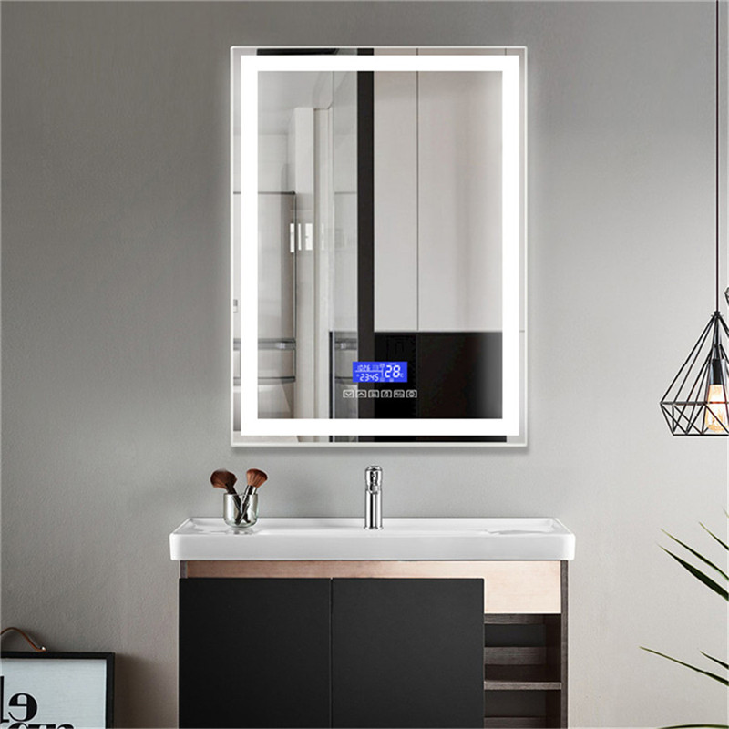 Lodret væg monteret LED Badeværelse Smart spejl med Bluetooth Speaker Clock Temperaturfunktion