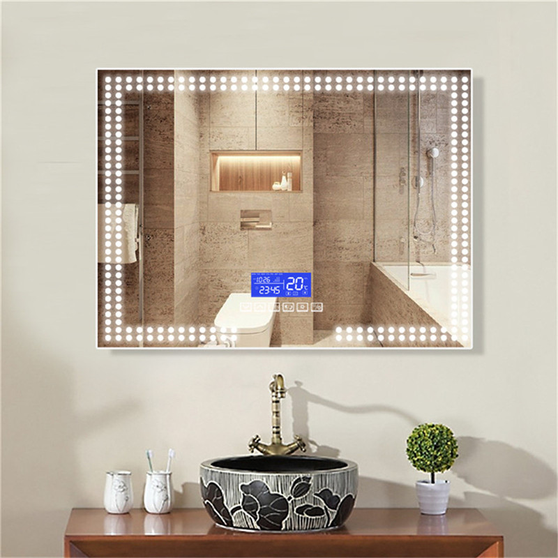 Mur af høj kvalitet Monteret Cooper-fri LED Lighted wall-spejl med bluetooth Speaker