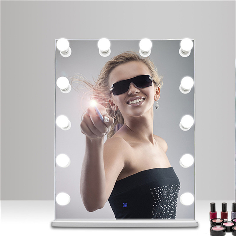 Hollywood Makeup Vanity Mirror med Lys Bulgs, Illumineret Vanity Dressing Bord Light