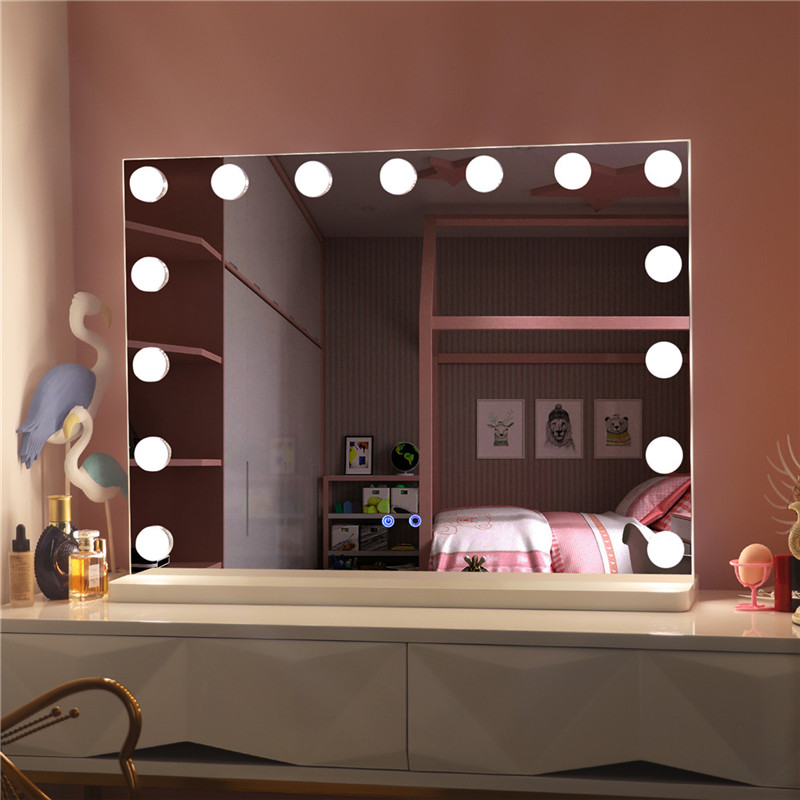 Stor desktop Hollywood Makeup Vanity Mirror med pærer Led oplyst Makeup Dressing Mirror