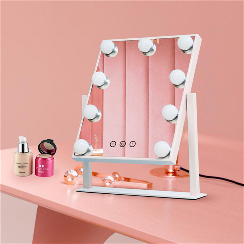 Touch Control Dimmable Brightness 360 Roterende Vanity Makeup Hollywood Mirror med 12 LED Bulgs