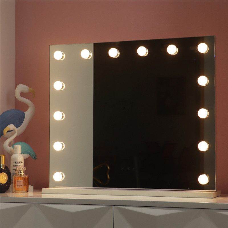 Spejl fra det hvide skrivebord til Hollywood med 14PCS Lighted Bumbls Makeup Vanity Dressing